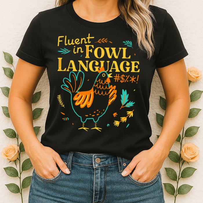 Fluent In Fowl Language Funny Novelty Chicken Lover Womens T-Shirt