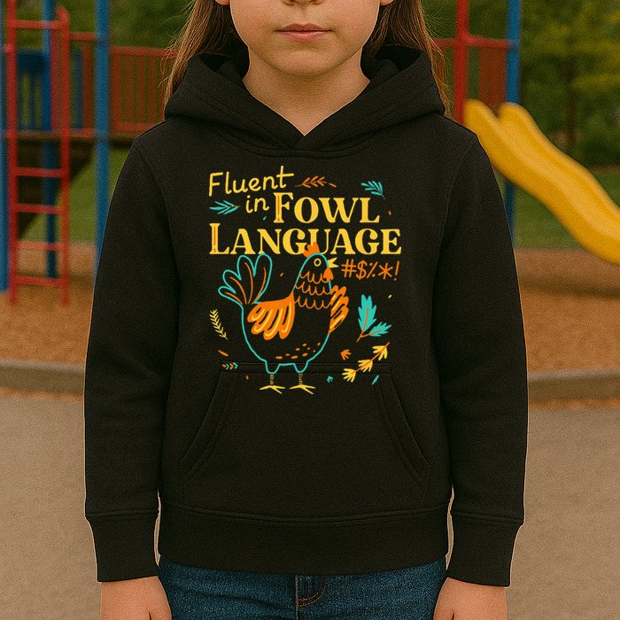 Fluent In Fowl Language Funny Novelty Chicken Lover Kids Hoodie