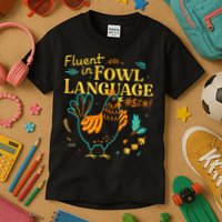 Fluent In Fowl Language Funny Novelty Chicken Lover Kids T-Shirt
