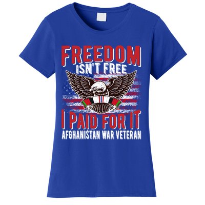 Freedom Isn't Free Proud Afghanistan War Veteran Ribbon Dad Gift Women's T-Shirt