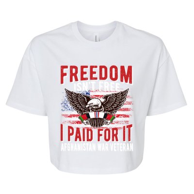 Freedom Isn't Free Proud Afghanistan War Veteran Ribbon Dad Gift Bella+Canvas Jersey Crop Tee