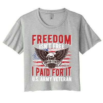 Freedom Isn't Free Proud Army Veteran Dad Grandpa Funny Gift Women's Crop Top Tee