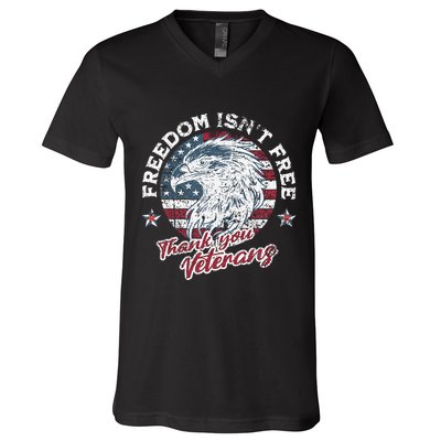 Freedom IsnT Free Thank You Veterans Memorial Day Patriotic V-Neck T-Shirt