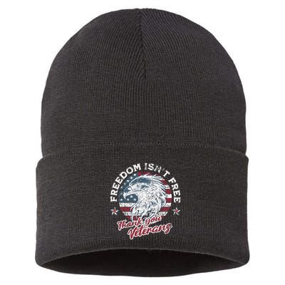 Freedom IsnT Free Thank You Veterans Memorial Day Patriotic Sustainable Knit Beanie
