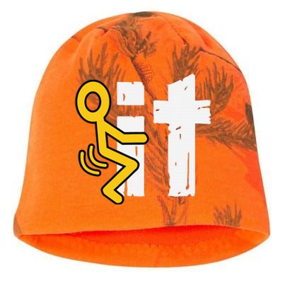 Fuck It Funny Stick Man Hump Screw Sex Humor Kati - Camo Knit Beanie