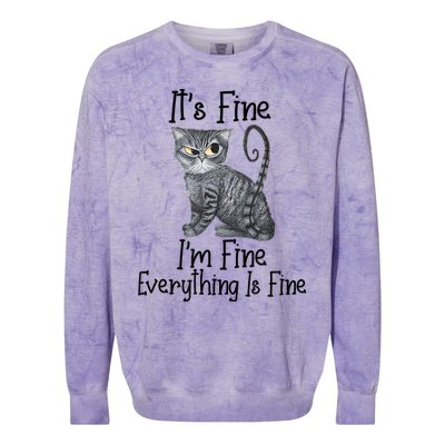 Funny It's Fine I'm Fine Everything Is Fine Black Cat Colorblast Crewneck Sweatshirt