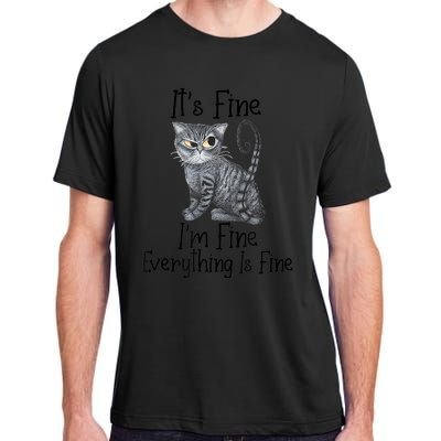 Funny It's Fine I'm Fine Everything Is Fine Black Cat Adult ChromaSoft Performance T-Shirt