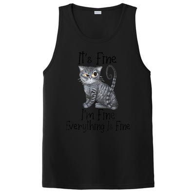 Funny It's Fine I'm Fine Everything Is Fine Black Cat PosiCharge Competitor Tank