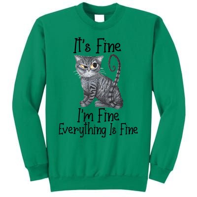 Funny It's Fine I'm Fine Everything Is Fine Black Cat Sweatshirt