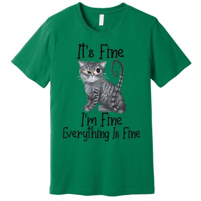 Funny It's Fine I'm Fine Everything Is Fine Black Cat Premium T-Shirt