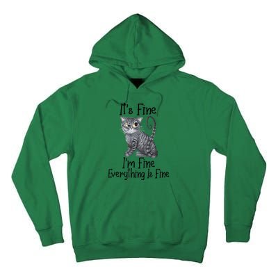 Funny It's Fine I'm Fine Everything Is Fine Black Cat Tall Hoodie