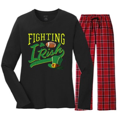 Fighting Irish Football Classic Women's Long Sleeve Flannel Pajama Set 