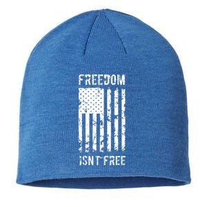 Freedom Isn't Free Veteran Patriotic American Flag Gift Sustainable Beanie