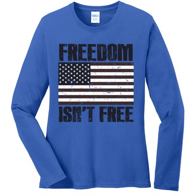 Freedom Isn't Free Vintage American Flag Memorial Day July 4 Cool Gift Ladies Long Sleeve Shirt