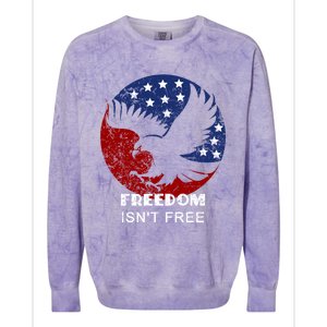 Freedom Isn't Free Patriotic Eagle Distressed Cute Gift Colorblast Crewneck Sweatshirt