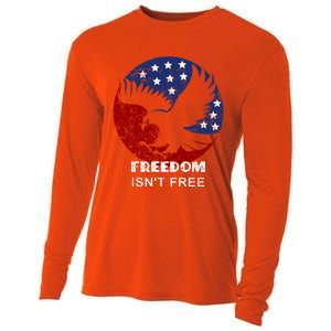 Freedom Isn't Free Patriotic Eagle Distressed Cute Gift Cooling Performance Long Sleeve Crew