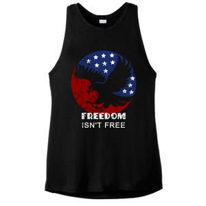 Freedom Isn't Free Patriotic Eagle Distressed Cute Gift Ladies PosiCharge Tri-Blend Wicking Tank