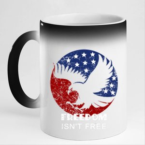 Freedom Isn't Free Patriotic Eagle Distressed Cute Gift 11oz Black Color Changing Mug