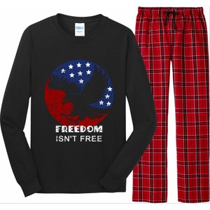 Freedom Isn't Free Patriotic Eagle Distressed Cute Gift Long Sleeve Pajama Set