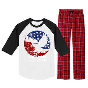 Freedom Isn't Free Patriotic Eagle Distressed Cute Gift Raglan Sleeve Pajama Set