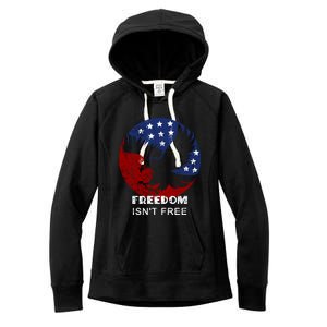 Freedom Isn't Free Patriotic Eagle Distressed Cute Gift Women's Fleece Hoodie