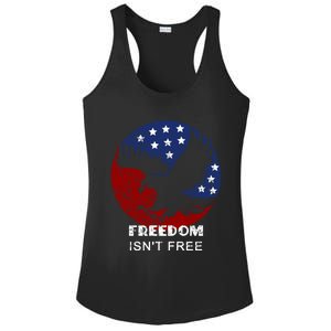 Freedom Isn't Free Patriotic Eagle Distressed Cute Gift Ladies PosiCharge Competitor Racerback Tank