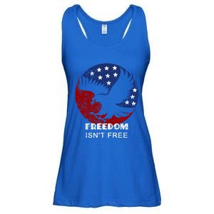 Freedom Isn't Free Patriotic Eagle Distressed Cute Gift Ladies Essential Flowy Tank