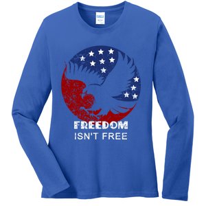 Freedom Isn't Free Patriotic Eagle Distressed Cute Gift Ladies Long Sleeve Shirt