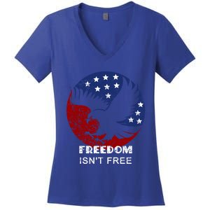 Freedom Isn't Free Patriotic Eagle Distressed Cute Gift Women's V-Neck T-Shirt