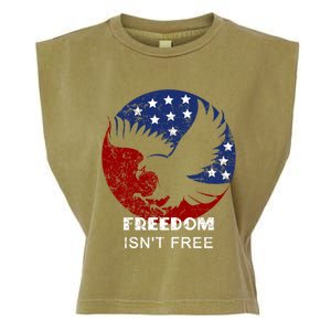 Freedom Isn't Free Patriotic Eagle Distressed Cute Gift Garment-Dyed Women's Muscle Tee