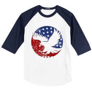 Freedom Isn't Free Patriotic Eagle Distressed Cute Gift Baseball Sleeve Shirt