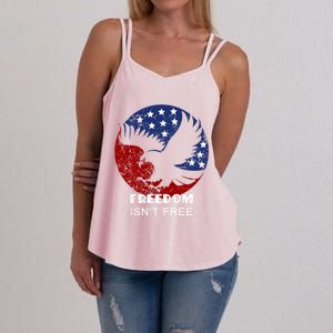 Freedom Isn't Free Patriotic Eagle Distressed Cute Gift Women's Strappy Tank