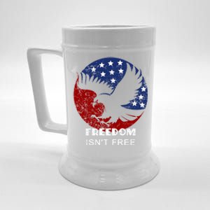 Freedom Isn't Free Patriotic Eagle Distressed Cute Gift Beer Stein