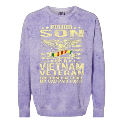 Freedom IsnT Free Proud Son Of A Vietnam Veteran Gift Colorblast Crewneck Sweatshirt