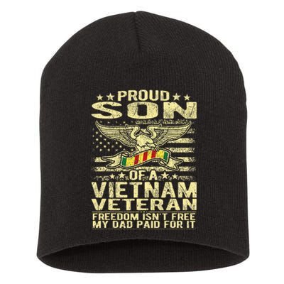 Freedom IsnT Free Proud Son Of A Vietnam Veteran Gift Short Acrylic Beanie