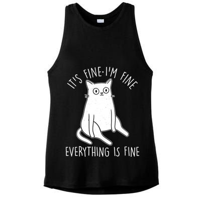 Funny It's Fine I'm Fine Everything Is Fine Ladies PosiCharge Tri-Blend Wicking Tank
