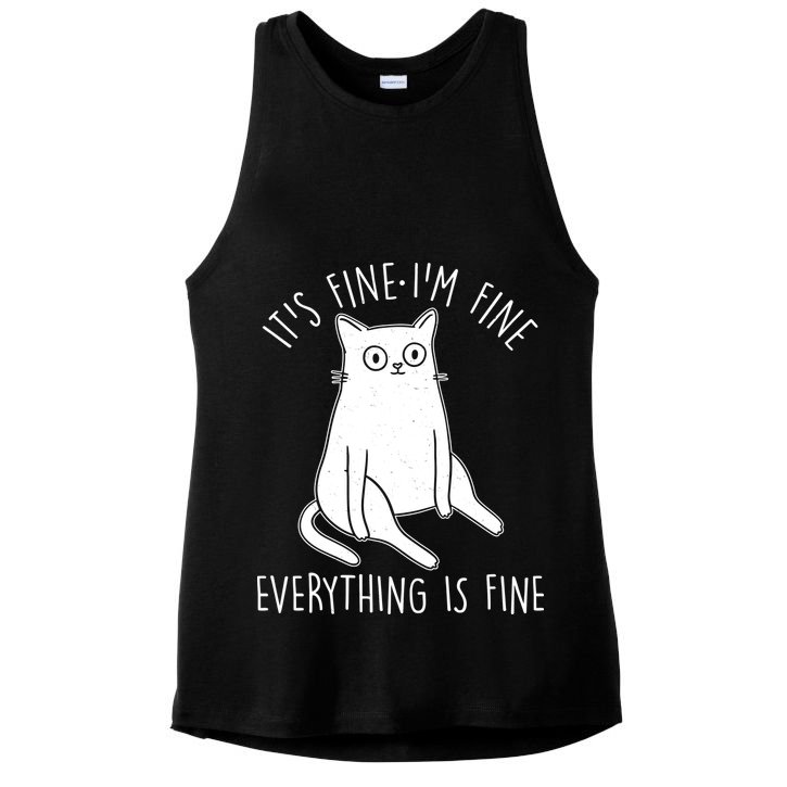 Funny It's Fine I'm Fine Everything Is Fine Ladies PosiCharge Tri-Blend Wicking Tank