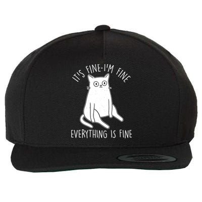 Funny It's Fine I'm Fine Everything Is Fine Wool Snapback Cap