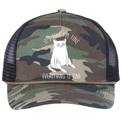 Funny It's Fine I'm Fine Everything Is Fine Retro Rope Trucker Hat Cap