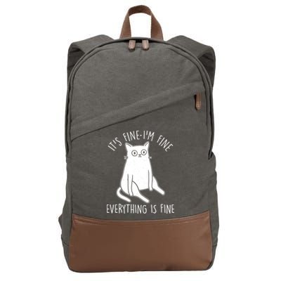 Funny It's Fine I'm Fine Everything Is Fine Cotton Canvas Backpack