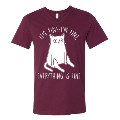 Funny It's Fine I'm Fine Everything Is Fine V-Neck T-Shirt
