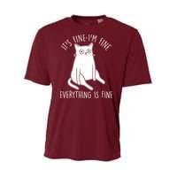 Funny It's Fine I'm Fine Everything Is Fine Youth Performance Sprint T-Shirt
