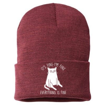 Funny It's Fine I'm Fine Everything Is Fine Sustainable Knit Beanie