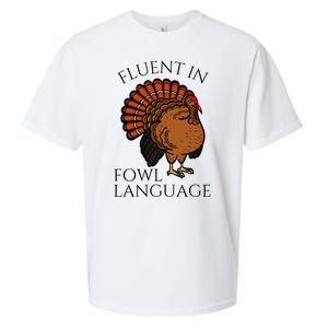 Fluent In Fowl Language Funny Chicken Lovers Thanksgiving Sueded Cloud Jersey T-Shirt