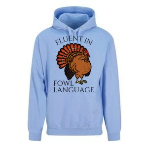 Fluent In Fowl Language Funny Chicken Lovers Thanksgiving Unisex Surf Hoodie