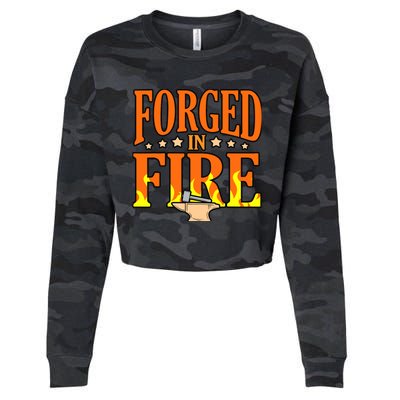 Forged In Fire Blacksmith Forge Forging Forger Graphic Cropped Pullover Crew