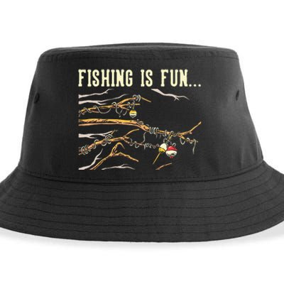 Fishing Is Fun... Bobbers Stuck In Tree Sustainable Bucket Hat