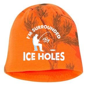 Funny Ice Fishing Gift I'm Surrounded By Ice Holes Kati - Camo Knit Beanie