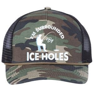 Funny Ice Fishing Gift I'm Surrounded By Ice Holes Retro Rope Trucker Hat Cap