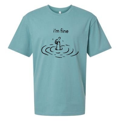 Funny Im Fine Gift Sueded Cloud Jersey T-Shirt